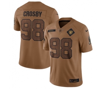 Men's Las Vegas Raiders #98 Maxx Crosby 2023 Brown Salute To Service Limited Football Stitched Jersey
