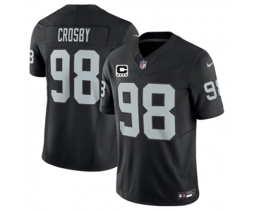 Men's Las Vegas Raiders #98 Maxx Crosby Black 2025 F.U.S.E. With 4-Star C Patch Vapor Limited Football Stitched Jersey