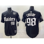 Men's Las Vegas Raiders #98 Maxx Crosby Black 'Gothic Sin City Shadows Edition' With 65th Anniversary Patch Vapor Limited Stitched Baseball Jersey