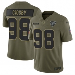 Men's Las Vegas Raiders #98 Maxx Crosby Olive 2025 Salute to Service Limited Football Stitched Jersey Men's Las Vegas Raiders #98 Maxx Crosby Olive 2025 Salute to Service Limited Football Stitched Jersey