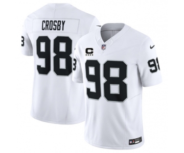 Men's Las Vegas Raiders #98 Maxx Crosby White 2025 F.U.S.E. With 4-Star C Patch Vapor Limited Football Stitched Jersey