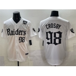 Men's Las Vegas Raiders #98 Maxx Crosby White 'Gothic Sin City Shadows Edition' With 65th Anniversary Patch Vapor Limited Stitched Baseball Jersey