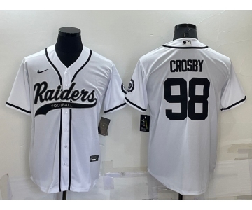 Men's Las Vegas Raiders #98 Maxx Crosby White Stitched MLB Cool Base Nike Baseball Jersey