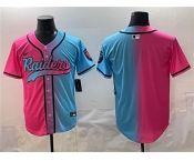 Men's Las Vegas Raiders Blank Pink Blue Limited Stitched Baseball Jersey