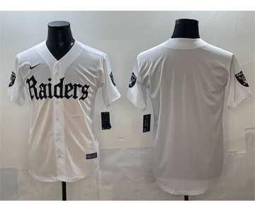 Men's Las Vegas Raiders Blank White 'Gothic Sin City Shadows Edition' Vapor Limited Stitched Baseball Jersey