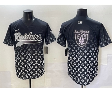 Men's Las Vegas Raiders Team Big Logo Black Limited Stitched Baseball Jersey