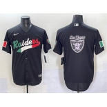 Men's Las Vegas Raiders Team Big Logo Black Mexico Cool Base Stitched Baseball Jersey