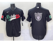 Men's Las Vegas Raiders Team Big Logo Black Mexico Cool Base Stitched Baseball Jersey