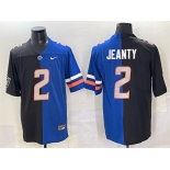 Men's Las Vegas Raiders X Broncos #2 Ashton Jeanty Black Blue Split Limited Football Stitched Jersey
