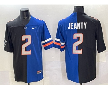 Men's Las Vegas Raiders X Broncos #2 Ashton Jeanty Black Blue Split Limited Football Stitched Jersey