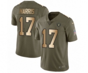 Men's Nike Oakland Raiders #17 Dwayne Harris Limited Olive Gold 2017 Salute to Service NFL Jersey