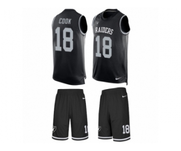 Men's Nike Oakland Raiders #18 Connor Cook Limited Black Tank Top Suit NFL Jersey