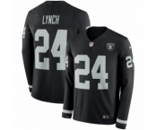 Men's Nike Oakland Raiders #24 Marshawn Lynch Limited Black Therma Long Sleeve NFL Jersey