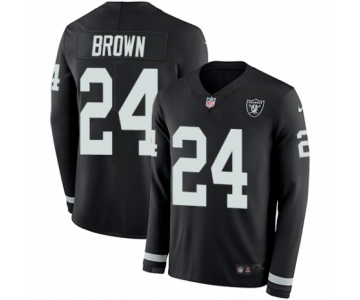 Men's Nike Oakland Raiders #24 Willie Brown Limited Black Therma Long Sleeve NFL Jersey