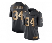 Men's Nike Oakland Raiders #34 Bo Jackson Limited Black Gold Salute to Service NFL Jersey