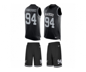 Men's Nike Oakland Raiders #94 Eddie Vanderdoes Limited Black Tank Top Suit NFL Jersey