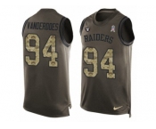 Men's Nike Oakland Raiders #94 Eddie Vanderdoes Limited Green Salute to Service Tank Top NFL Jersey