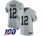 Men's Oakland Raiders #12 Kenny Stabler Limited Silver Inverted Legend 100th Season Football Jersey Men's Oakland Raiders #12 Kenny Stabler Limited Silver Inverted Legend 100th Season Football Jersey