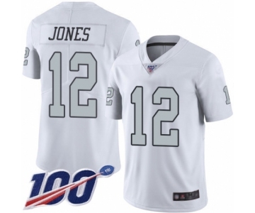 Men's Oakland Raiders #12 Zay Jones Limited White Rush Vapor Untouchable 100th Season Football Jersey