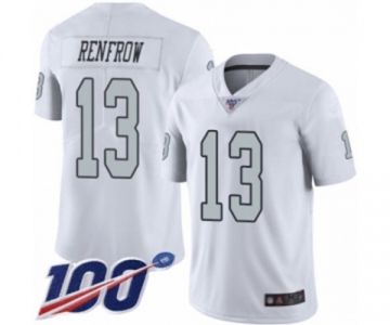 Men's Oakland Raiders #13 Hunter Renfrow Limited White Rush Vapor Untouchable 100th Season Football Jersey