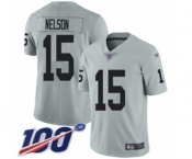 Men's Oakland Raiders #15 J. Nelson Limited Silver Inverted Legend 100th Season Football Jersey Men's Oakland Raiders #15 J. Nelson Limited Silver Inverted Legend 100th Season Football Jersey
