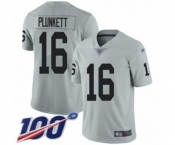 Men's Oakland Raiders #16 Jim Plunkett Limited Silver Inverted Legend 100th Season Football Jersey Men's Oakland Raiders #16 Jim Plunkett Limited Silver Inverted Legend 100th Season Football Jersey