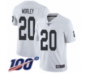Men's Oakland Raiders #20 Daryl Worley White Vapor Untouchable Limited Player 100th Season Football Jersey