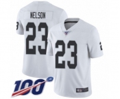 Men's Oakland Raiders #23 Nick Nelson White Vapor Untouchable Limited Player 100th Season Football Jersey