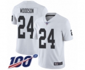 Men's Oakland Raiders #24 Charles Woodson White Vapor Untouchable Limited Player 100th Season Football Jersey
