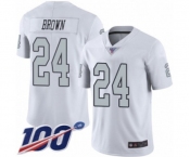 Men's Oakland Raiders #24 Willie Brown Limited White Rush Vapor Untouchable 100th Season Football Jersey