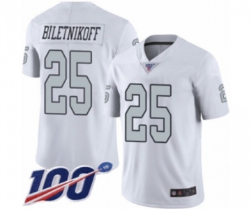 Men's Oakland Raiders #25 Fred Biletnikoff Limited White Rush Vapor Untouchable 100th Season Football Jersey
