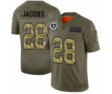 Men's Oakland Raiders #28 Josh Jacobs 2019 Olive Camo Salute to Service Limited Jersey