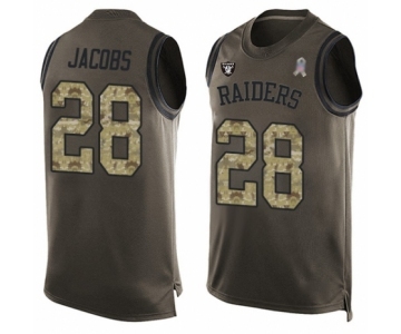 Men's Oakland Raiders #28 Josh Jacobs Limited Green Salute to Service Tank Top Football Jersey