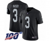 Men's Oakland Raiders #3 Drew Kaser Black Team Color Vapor Untouchable Limited Player 100th Season Football Jersey