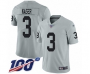 Men's Oakland Raiders #3 Drew Kaser Limited Silver Inverted Legend 100th Season Football Jersey Men's Oakland Raiders #3 Drew Kaser Limited Silver Inverted Legend 100th Season Football Jersey