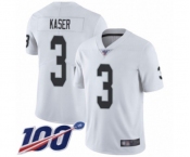 Men's Oakland Raiders #3 Drew Kaser White Vapor Untouchable Limited Player 100th Season Football Jersey Men's Oakland Raiders #3 Drew Kaser White Vapor Untouchable Limited Player 100th Season Football Jersey