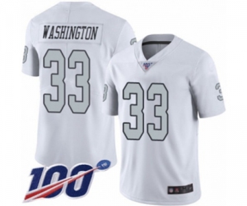Men's Oakland Raiders #33 DeAndre Washington Limited White Rush Vapor Untouchable 100th Season Football Jersey