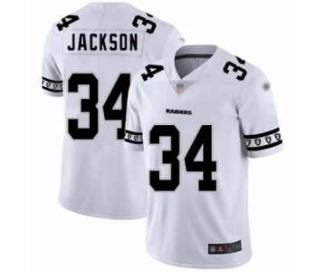 Men's Oakland Raiders #34 Bo Jackson White Team Logo Fashion Limited Player 100th Season Football Jersey