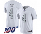 Men's Oakland Raiders #4 Derek Carr Limited White Rush Vapor Untouchable 100th Season Football Jersey Men's Oakland Raiders #4 Derek Carr Limited White Rush Vapor Untouchable 100th Season Football Jersey