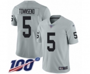 Men's Oakland Raiders #5 Johnny Townsend Limited Silver Inverted Legend 100th Season Football Jersey Men's Oakland Raiders #5 Johnny Townsend Limited Silver Inverted Legend 100th Season Football Jersey