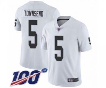 Men's Oakland Raiders #5 Johnny Townsend White Vapor Untouchable Limited Player 100th Season Football Jersey
