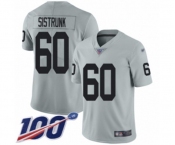 Men's Oakland Raiders #60 Otis Sistrunk Limited Silver Inverted Legend 100th Season Football Jersey