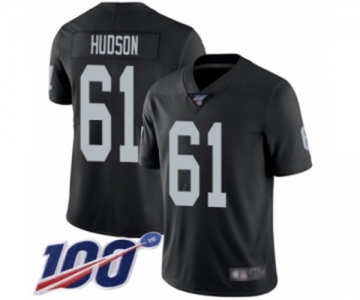 Men's Oakland Raiders #61 Rodney Hudson Black Team Color Vapor Untouchable Limited Player 100th Season Football Jersey