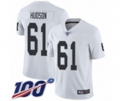 Men's Oakland Raiders #61 Rodney Hudson White Vapor Untouchable Limited Player 100th Season Football Jersey