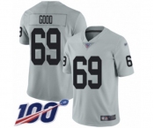 Men's Oakland Raiders #69 Denzelle Good Limited Silver Inverted Legend 100th Season Football Jersey