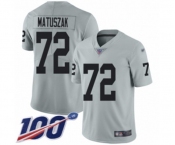 Men's Oakland Raiders #72 John Matuszak Limited Silver Inverted Legend 100th Season Football Jersey