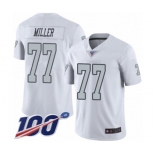 Men's Oakland Raiders #77 Kolton Miller Limited White Rush Vapor Untouchable 100th Season Football Jersey
