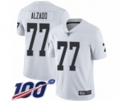Men's Oakland Raiders #77 Lyle Alzado White Vapor Untouchable Limited Player 100th Season Football Jersey