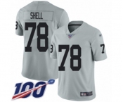 Men's Oakland Raiders #78 Art Shell Limited Silver Inverted Legend 100th Season Football Jersey