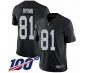 Men's Oakland Raiders #81 Tim Brown Black Team Color Vapor Untouchable Limited Player 100th Season Football Jersey